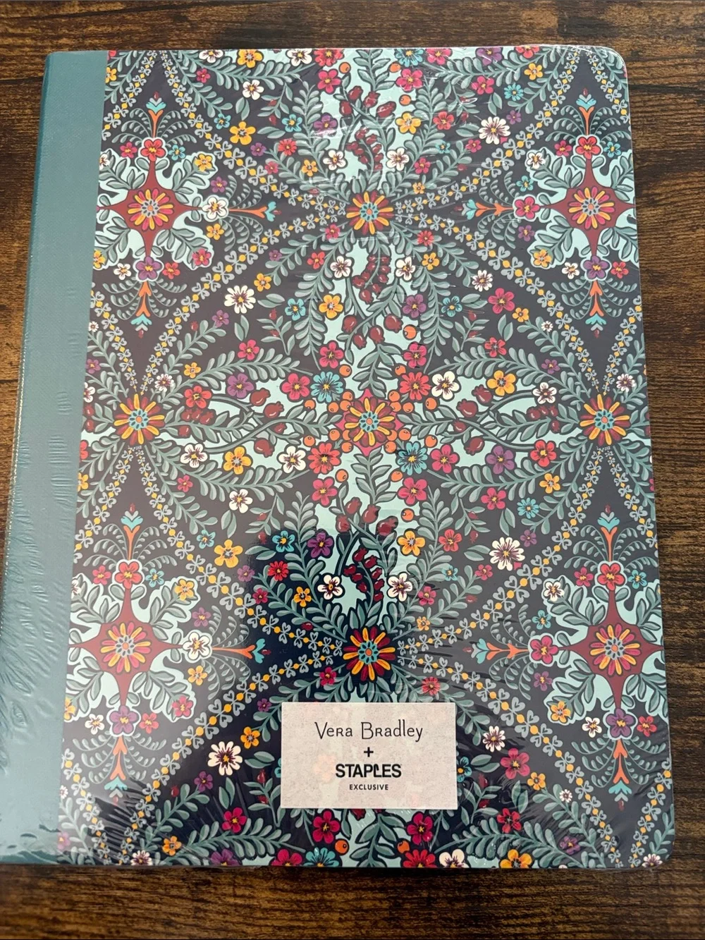 New (Sealed) Vera Bradley Teal Floral Hardcover Notebook and Folder Set